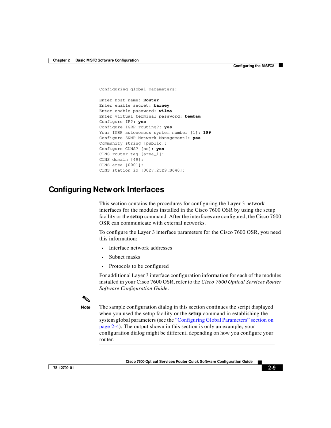 Cisco Systems 7600 manual Configuring Network Interfaces 