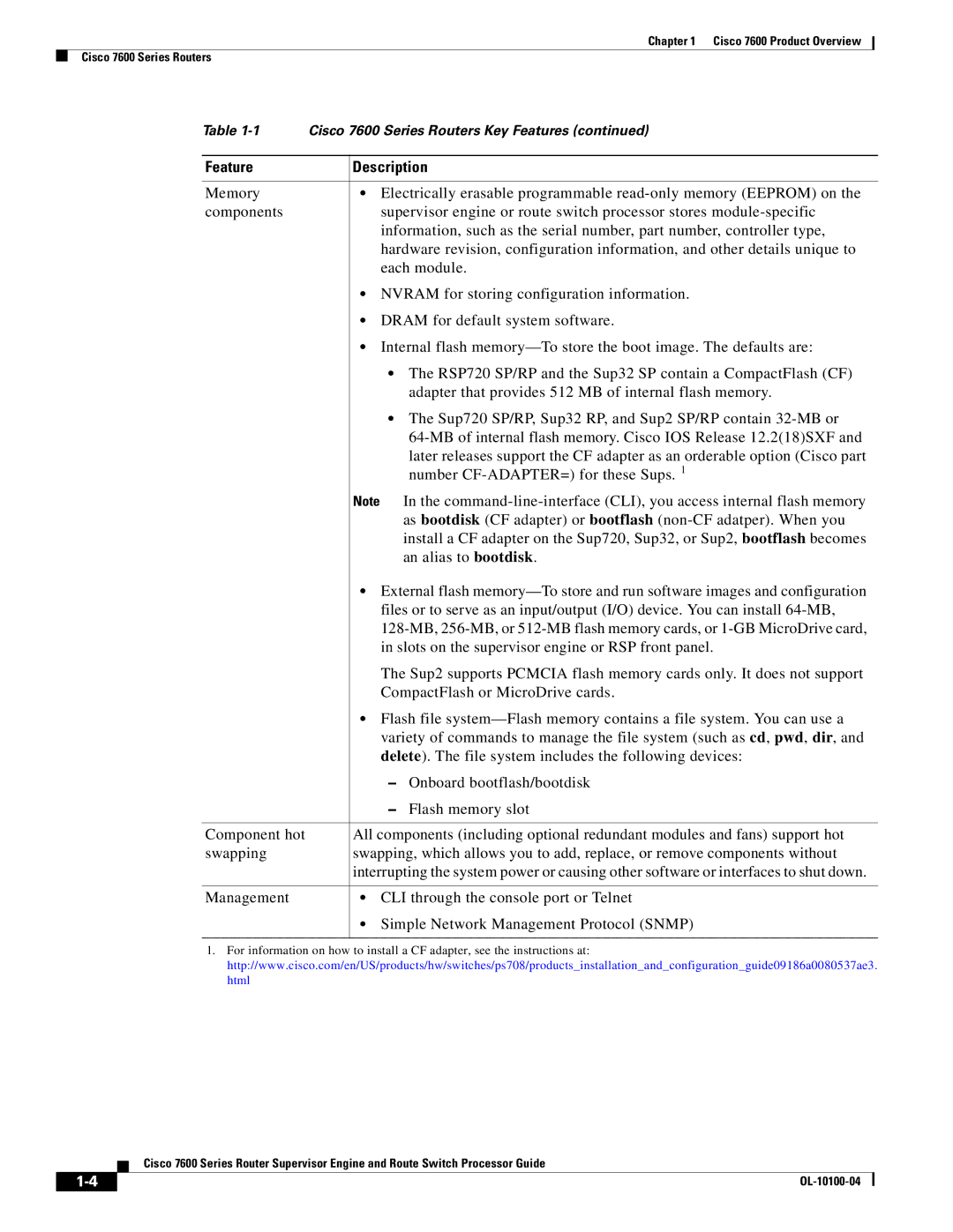 Cisco Systems 7600 manual Feature Description 