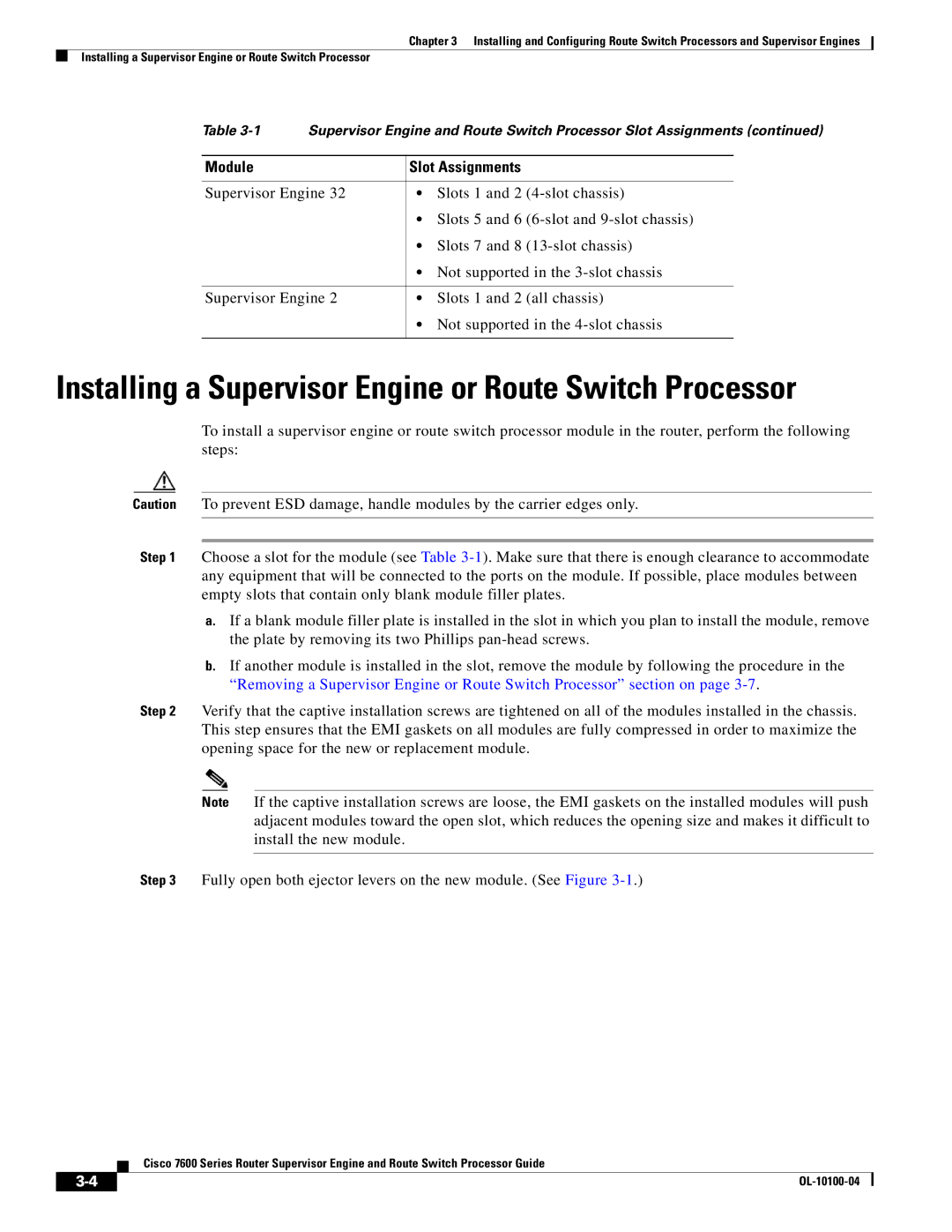 Cisco Systems 7600 manual Installing a Supervisor Engine or Route Switch Processor, Module 