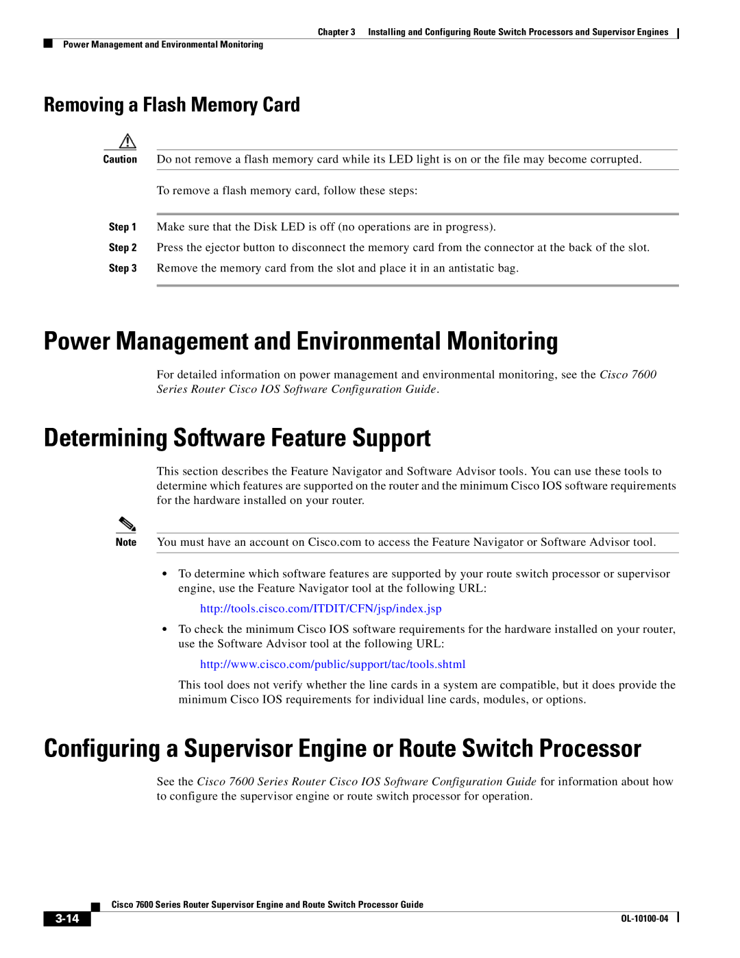 Cisco Systems 7600 manual Power Management and Environmental Monitoring, Determining Software Feature Support 