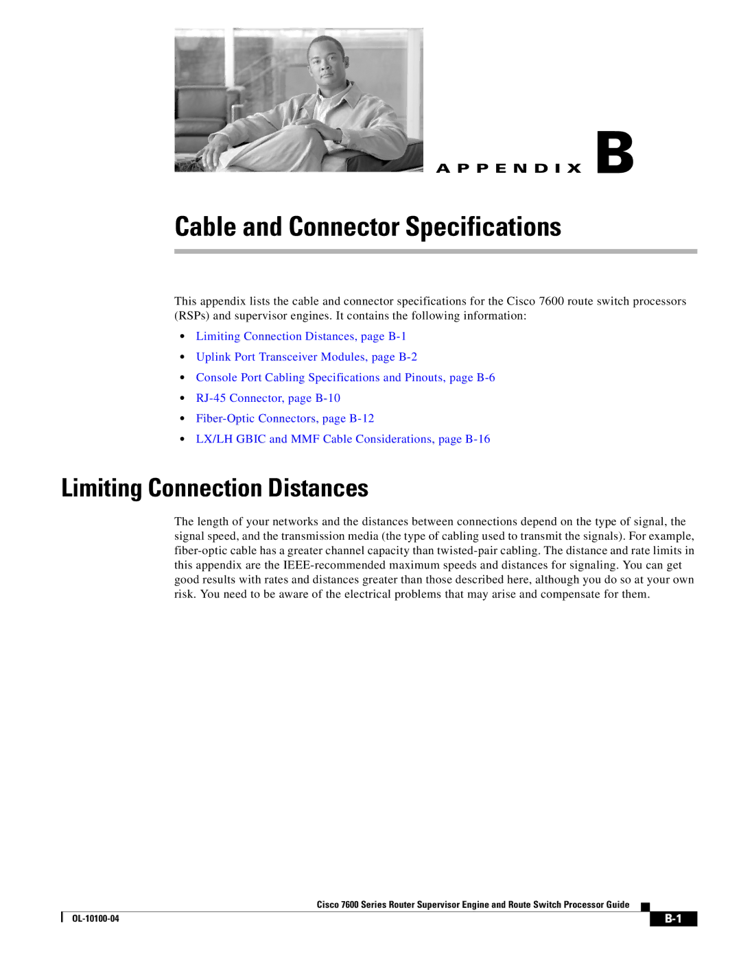 Cisco Systems 7600 manual Cable and Connector Specifications, Limiting Connection Distances 