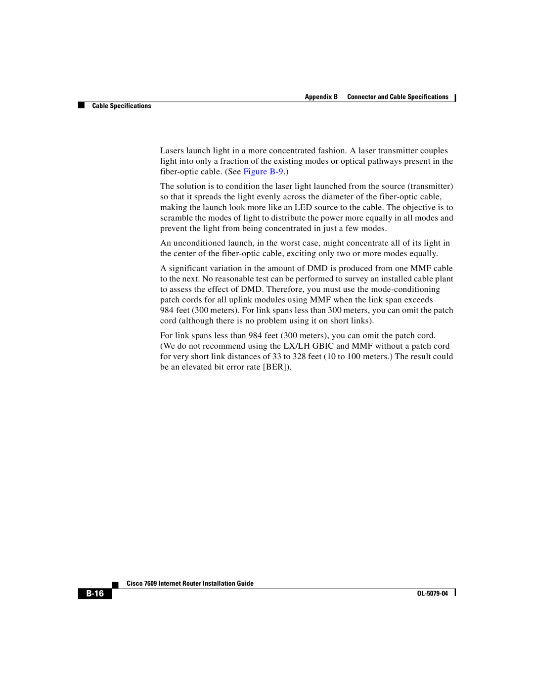 Cisco Systems 7609 manual Appendix B Connector and Cable Specifications 