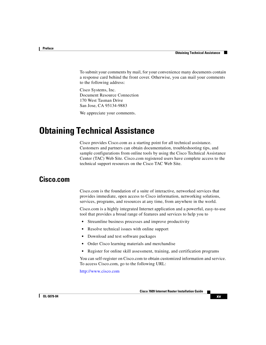 Cisco Systems 7609 manual Obtaining Technical Assistance, Cisco.com 