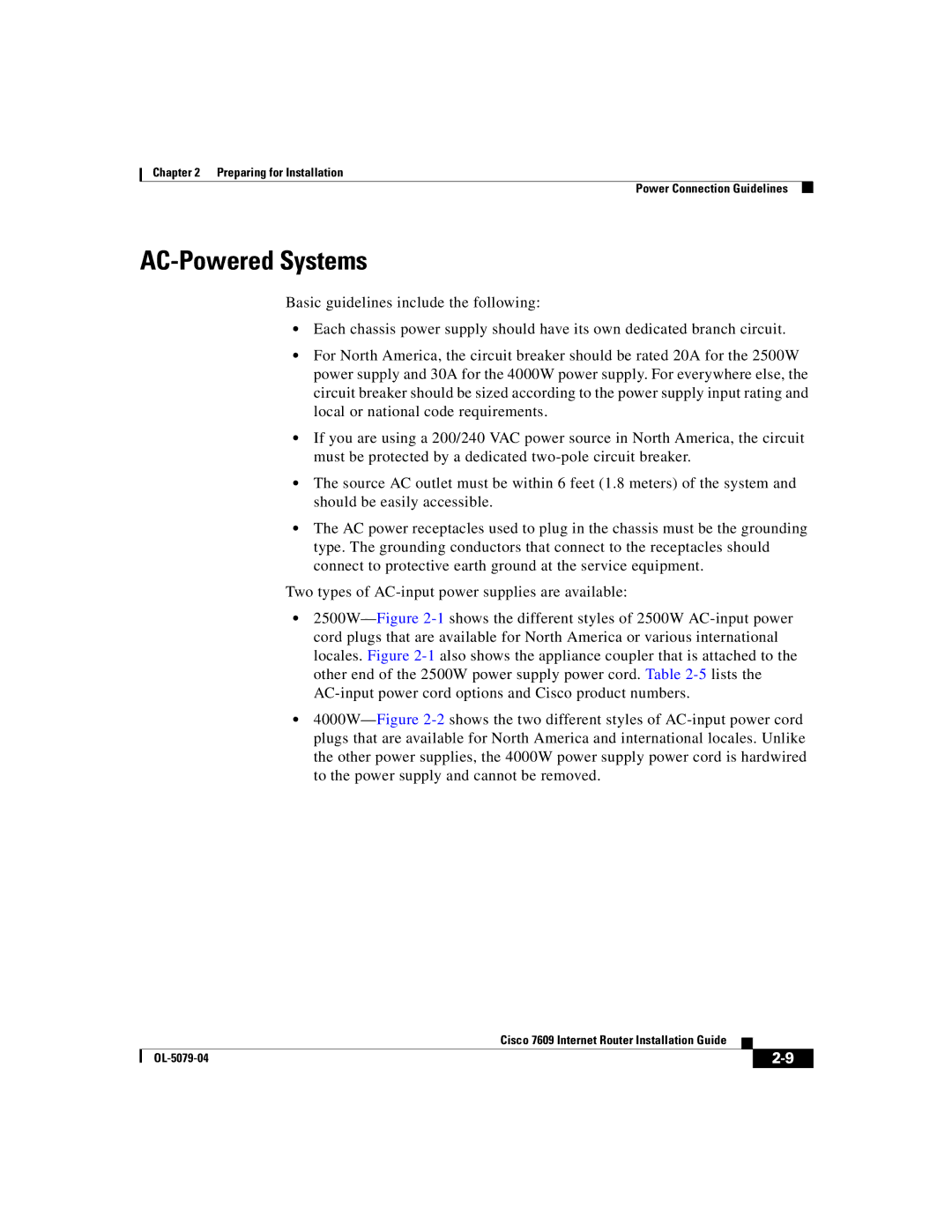 Cisco Systems 7609 manual AC-Powered Systems 