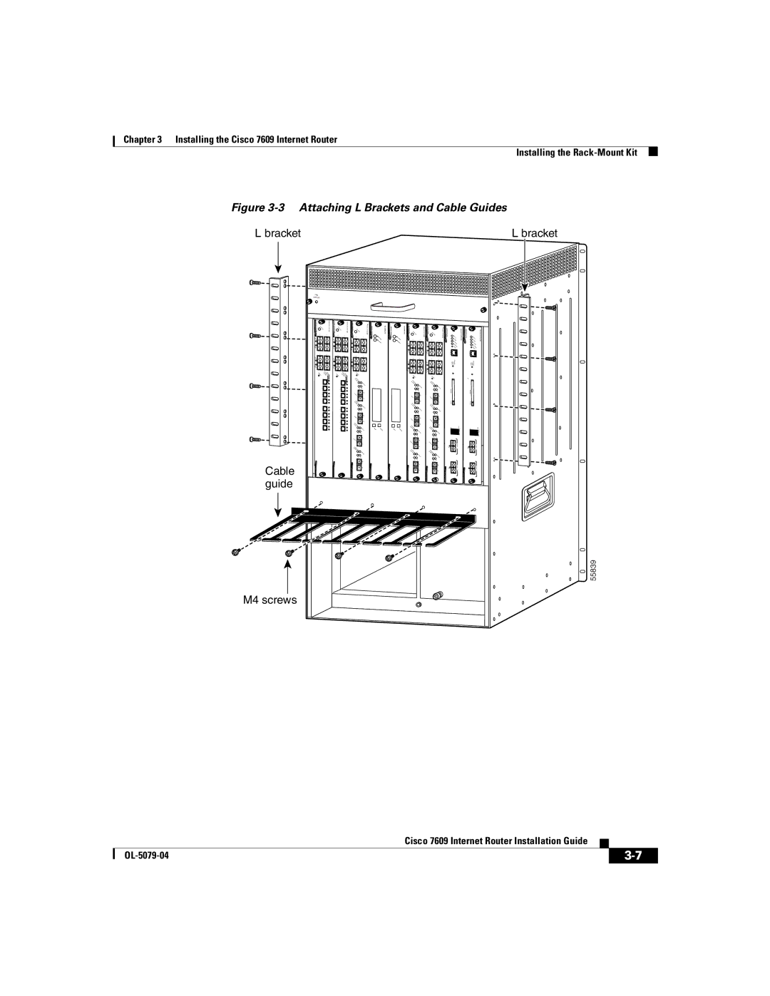 Cisco Systems 7609 manual Attaching L Brackets and Cable Guides 