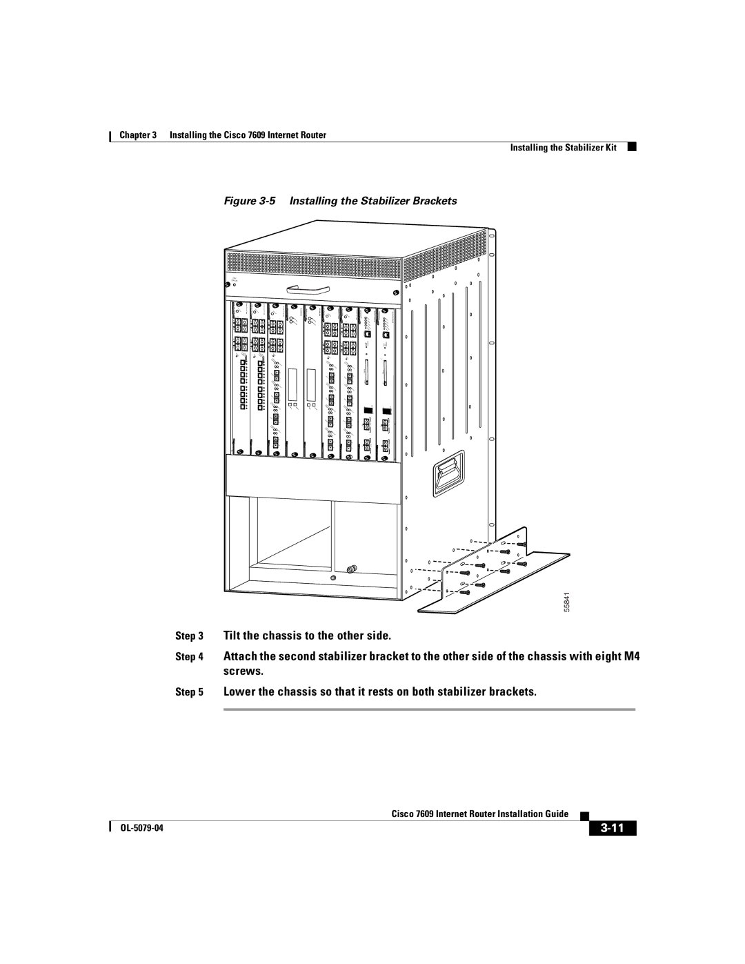 Cisco Systems 7609 manual Installing the Stabilizer Brackets 