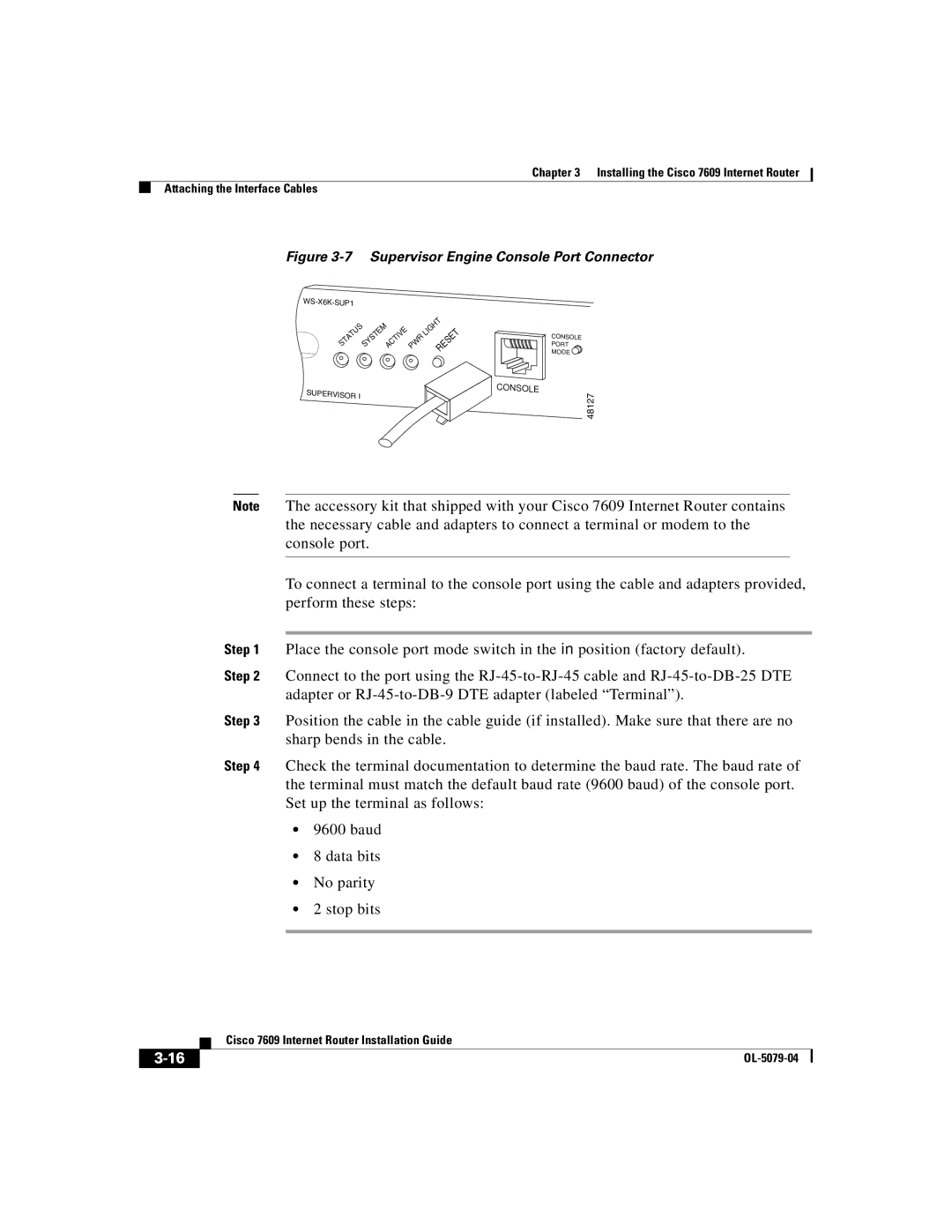 Cisco Systems 7609 manual Supervisor Engine Console Port Connector 