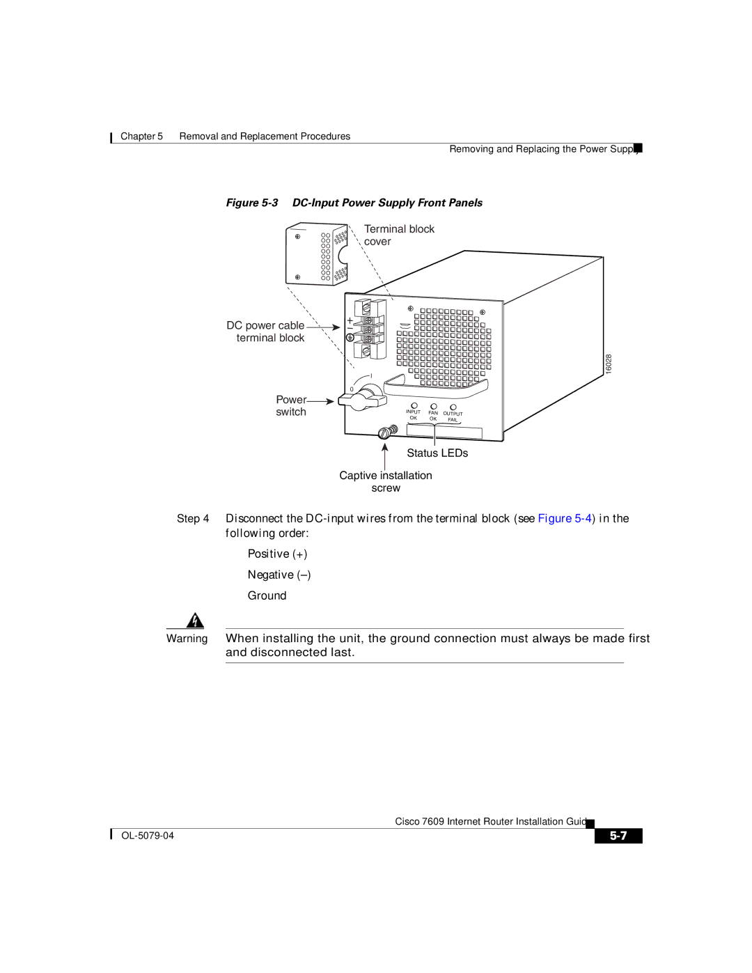 Cisco Systems 7609 manual DC-Input Power Supply Front Panels 