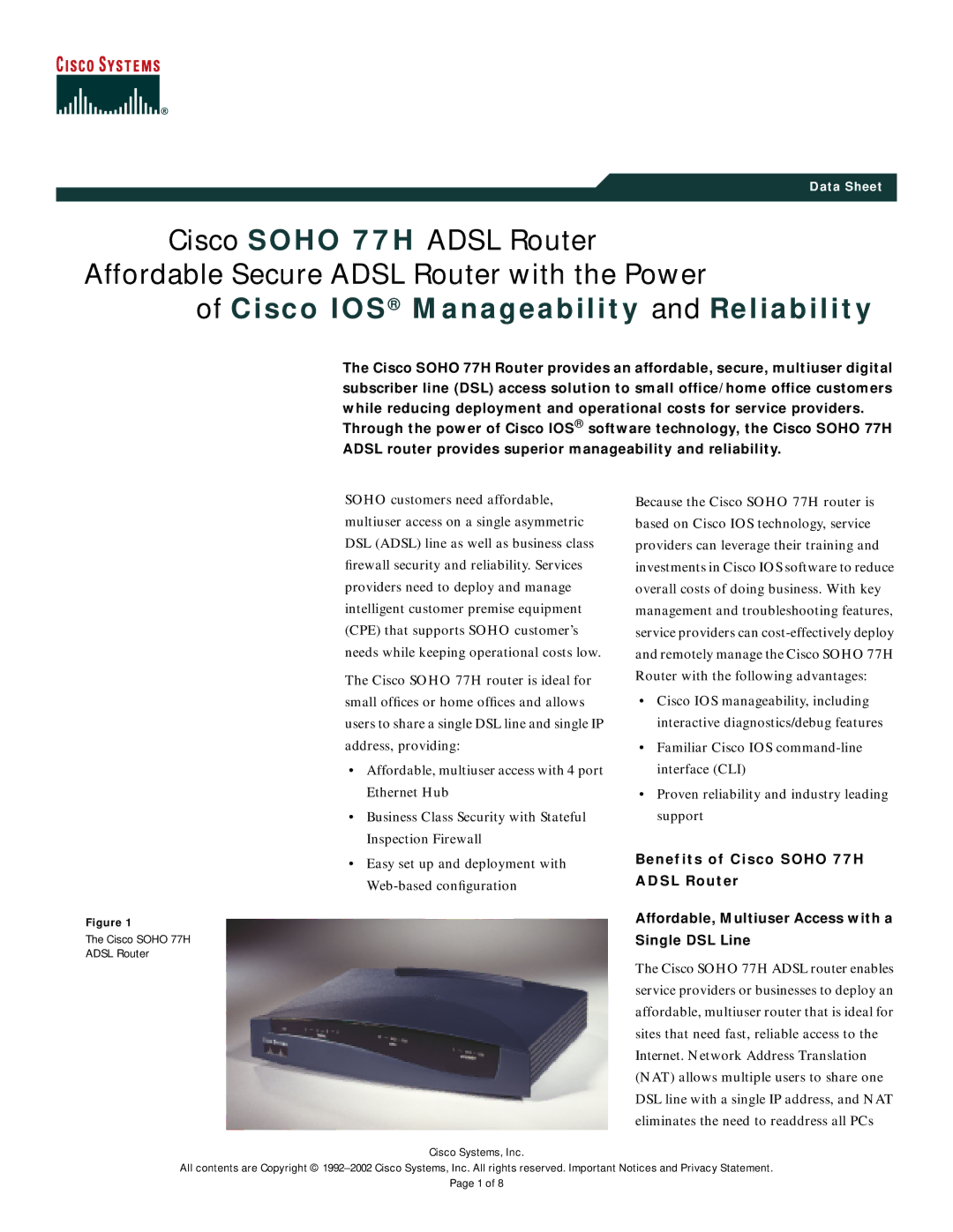 Cisco Systems 77H manual Cisco IOS Manageability and Reliability 