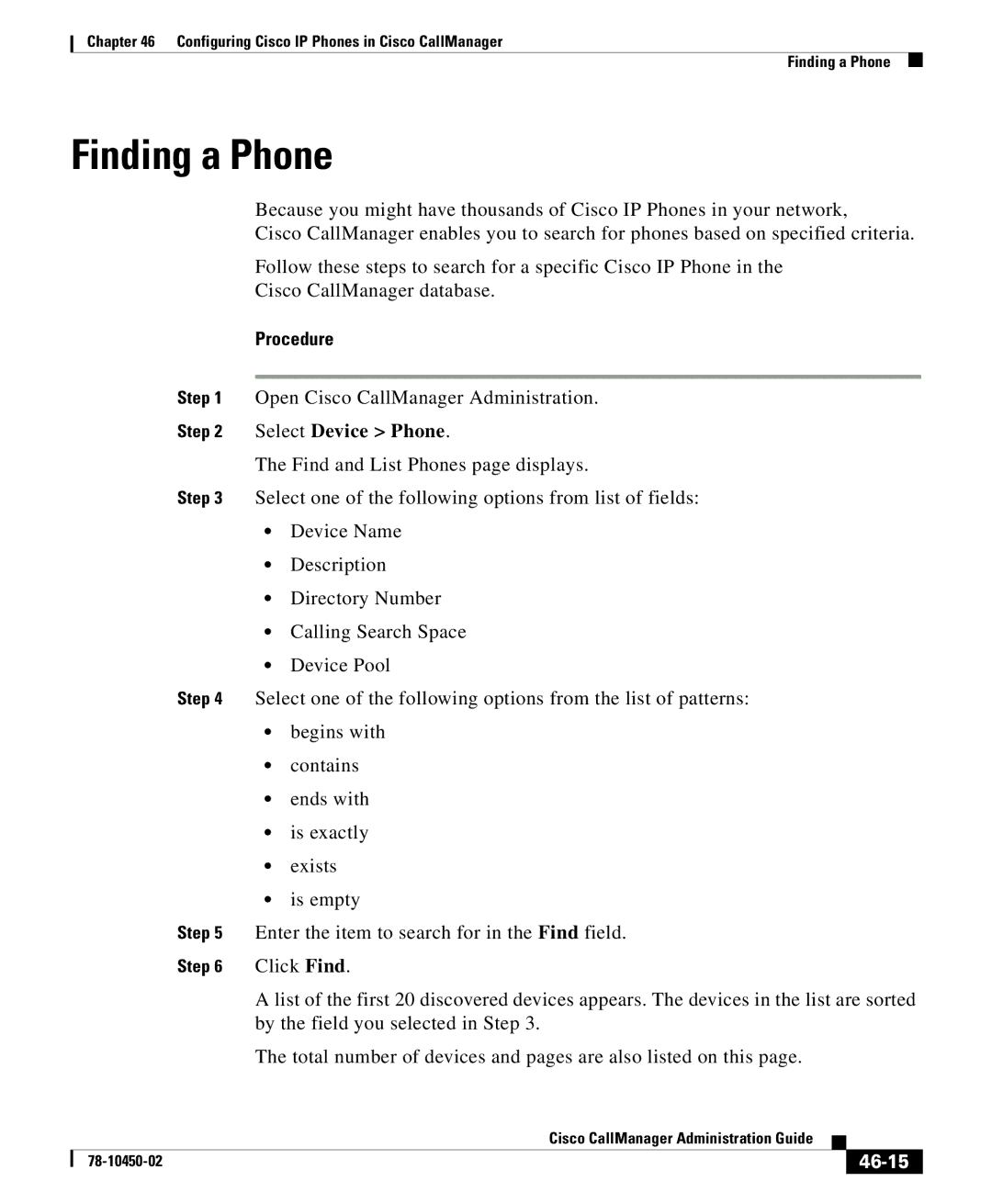 Cisco Systems 78-10450-02 manual Finding a Phone, 46-15 