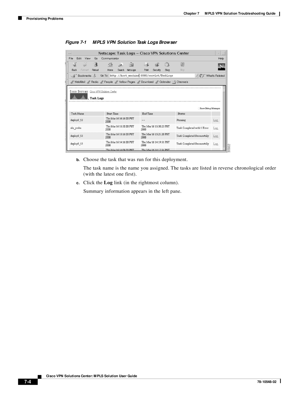 Cisco Systems 78-10548-02 manual Mpls VPN Solution Task Logs Browser 