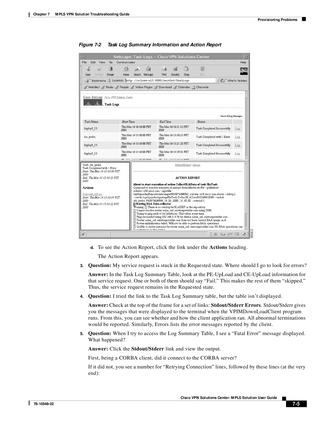 Cisco Systems 78-10548-02 manual Task Log Summary Information and Action Report 