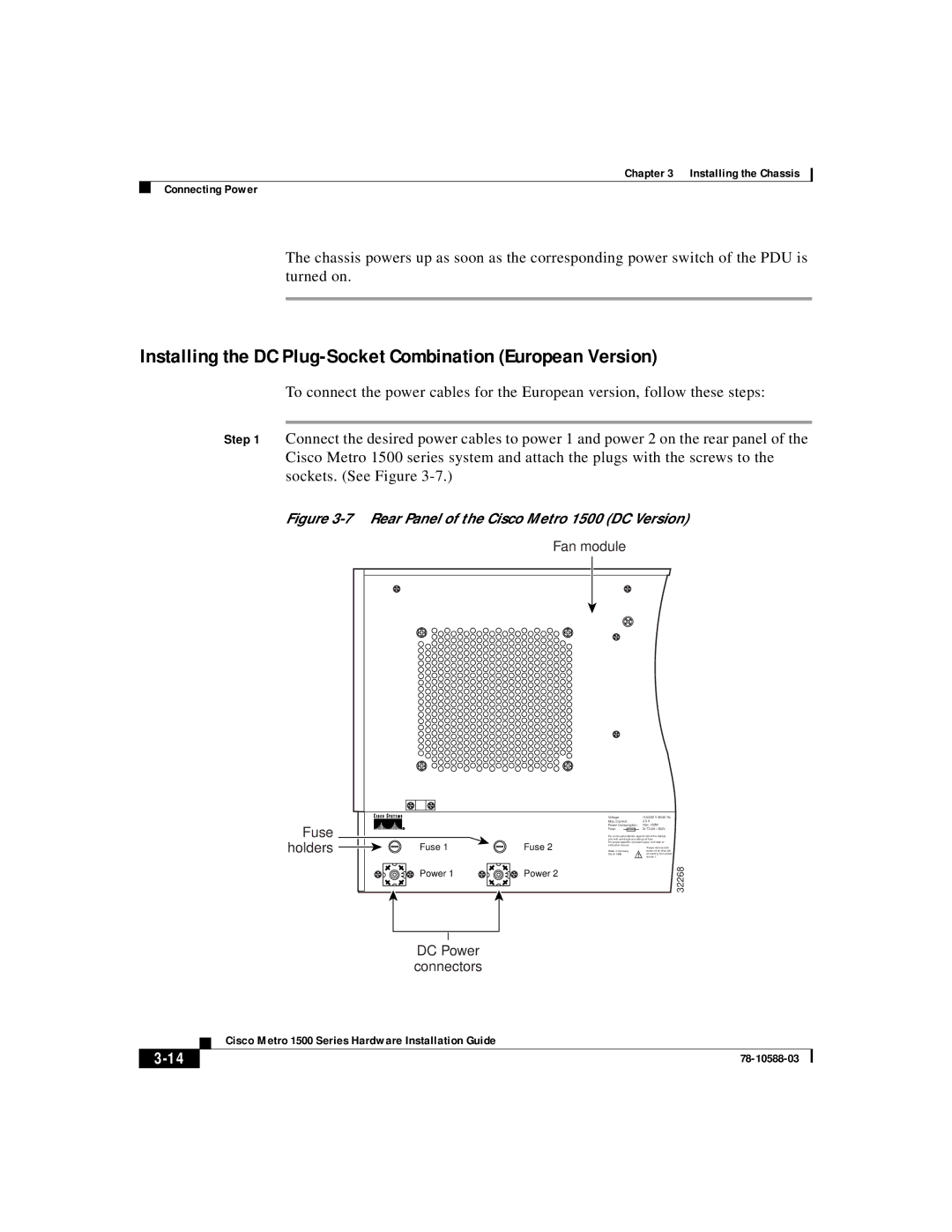 Cisco Systems 78-10588-03 manual Fan module Fuse holders, DC Power connectors 