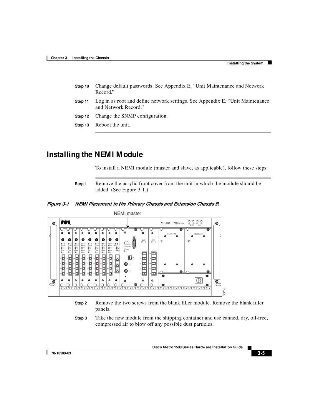 Cisco Systems 78-10588-03 manual Installing the Nemi Module, Nemi master 
