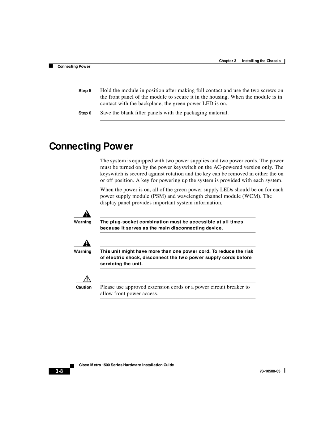 Cisco Systems 78-10588-03 manual Connecting Power 