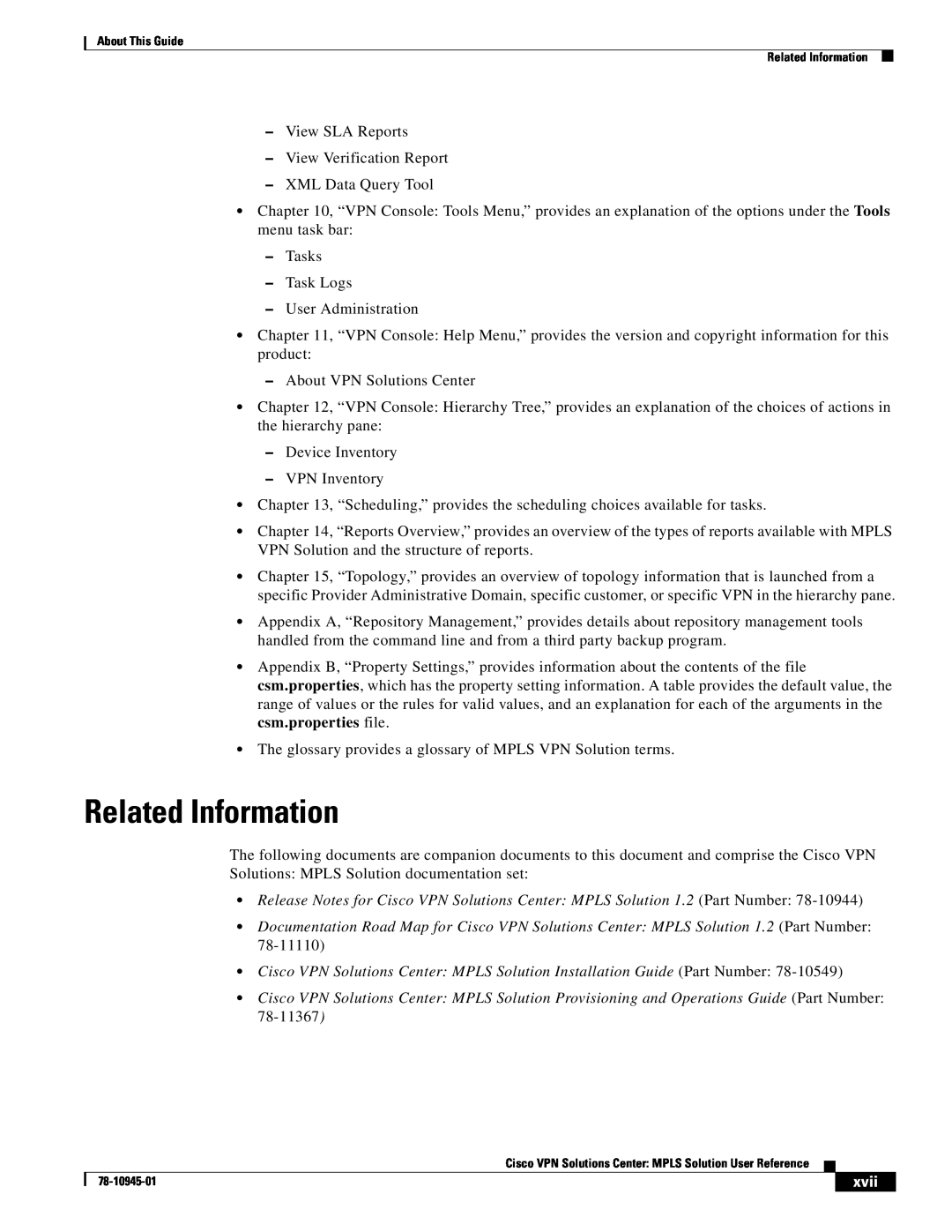 Cisco Systems 78-10945-01 manual Related Information, xvii 