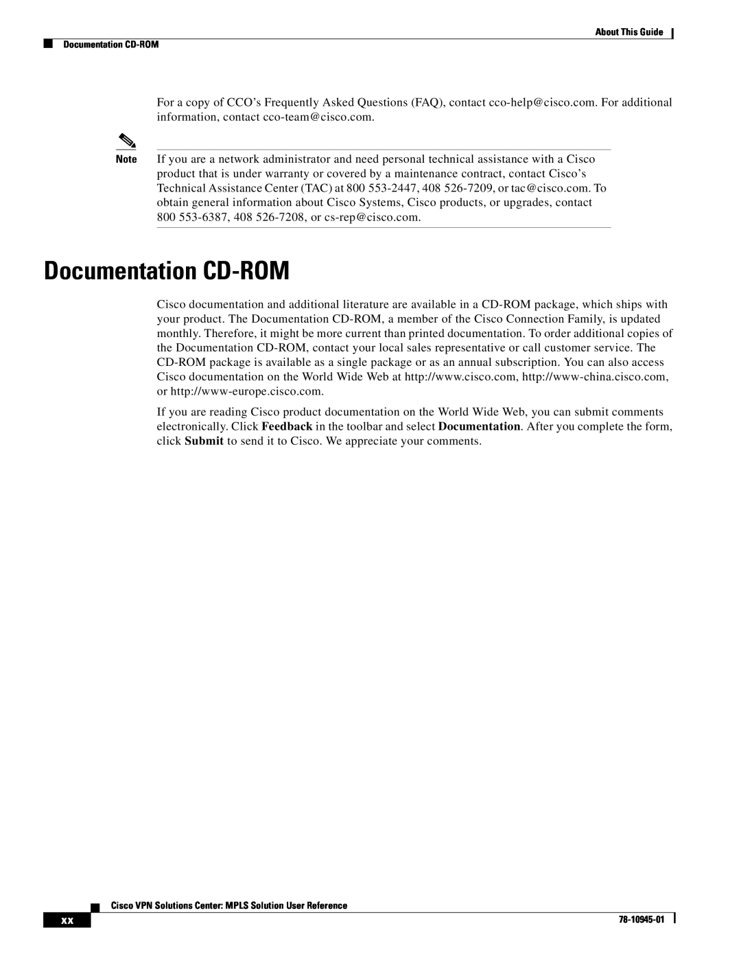 Cisco Systems 78-10945-01 manual Documentation CD-ROM 