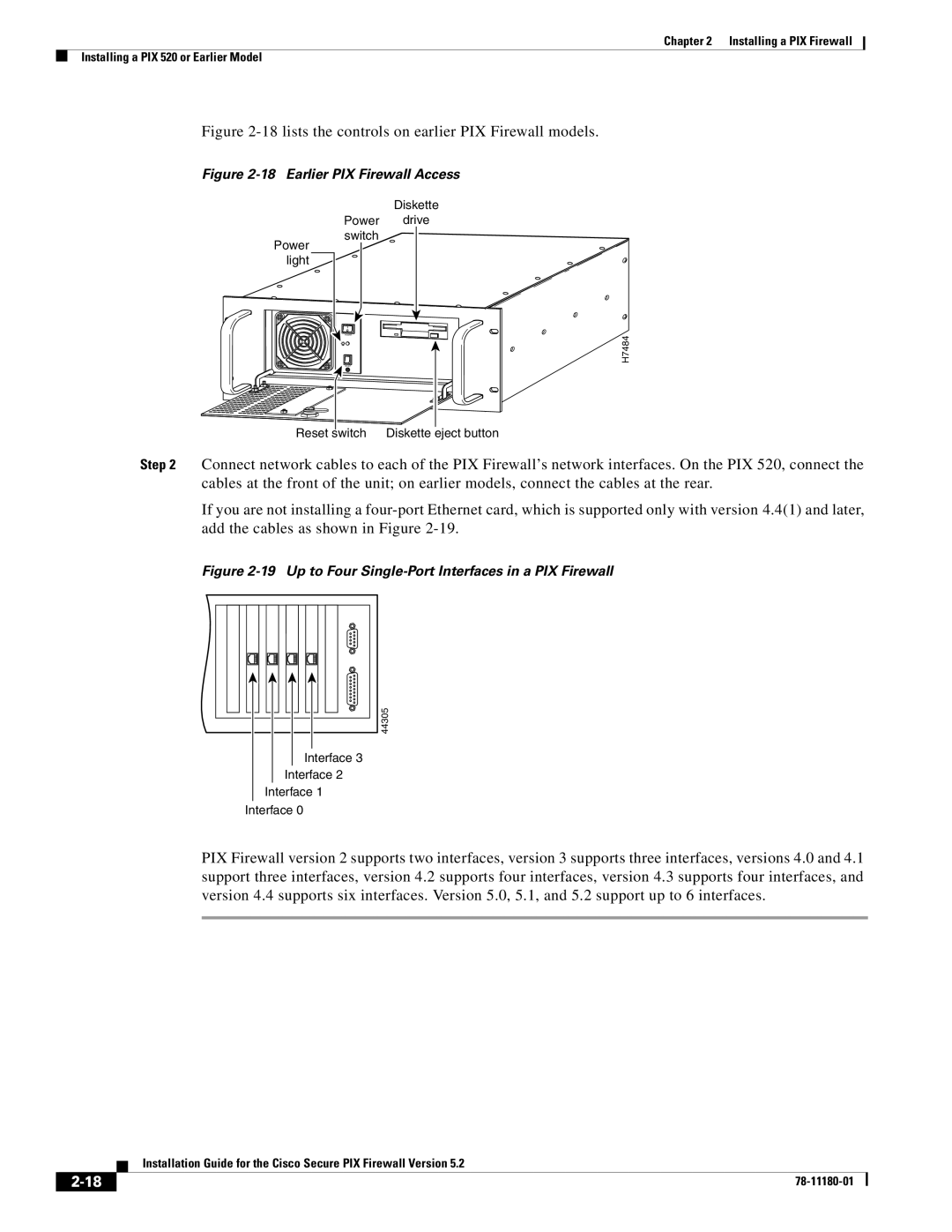 Cisco Systems 78-11180-01 manual 18lists the controls on earlier PIX Firewall models 