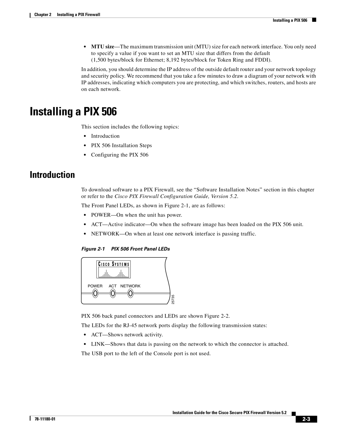 Cisco Systems 78-11180-01 manual Installing a PIX, Introduction 