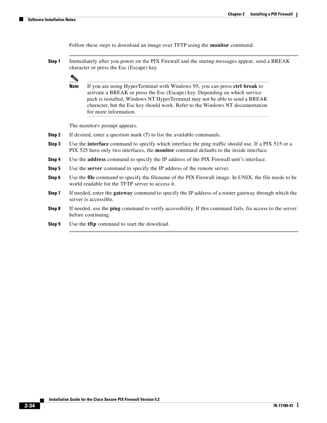 Cisco Systems 78-11180-01 manual Installing a PIX Firewall Software Installation Notes 