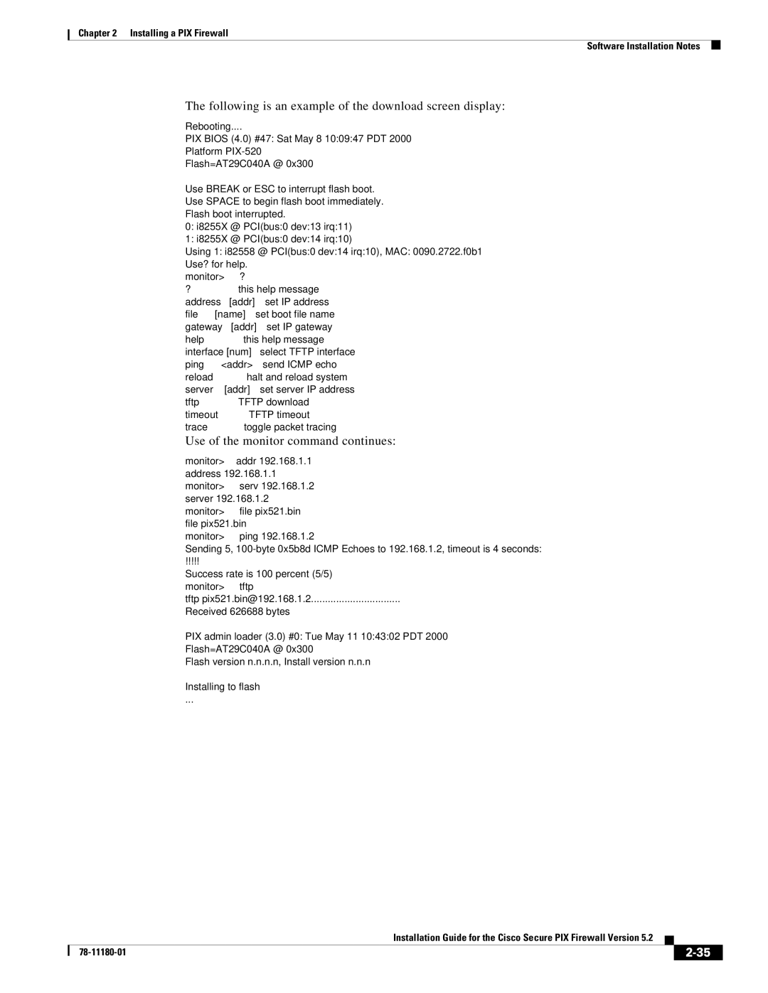 Cisco Systems 78-11180-01 Following is an example of the download screen display, Use of the monitor command continues 