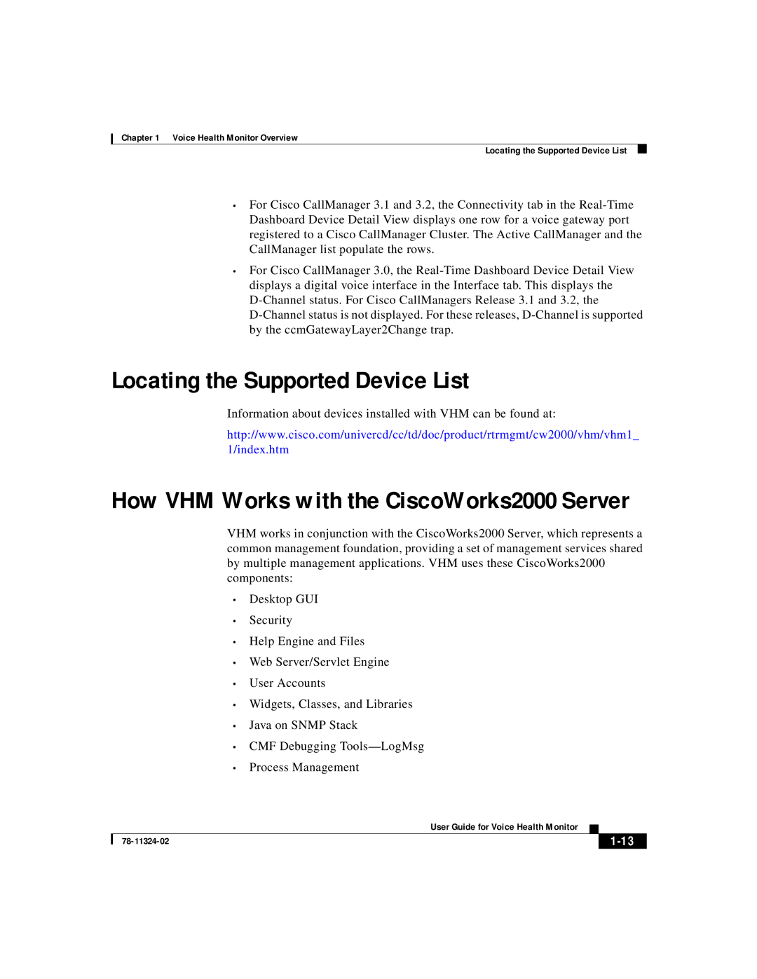 Cisco Systems 78-11324-02 manual Locating the Supported Device List, How VHM Works with the CiscoWorks2000 Server 