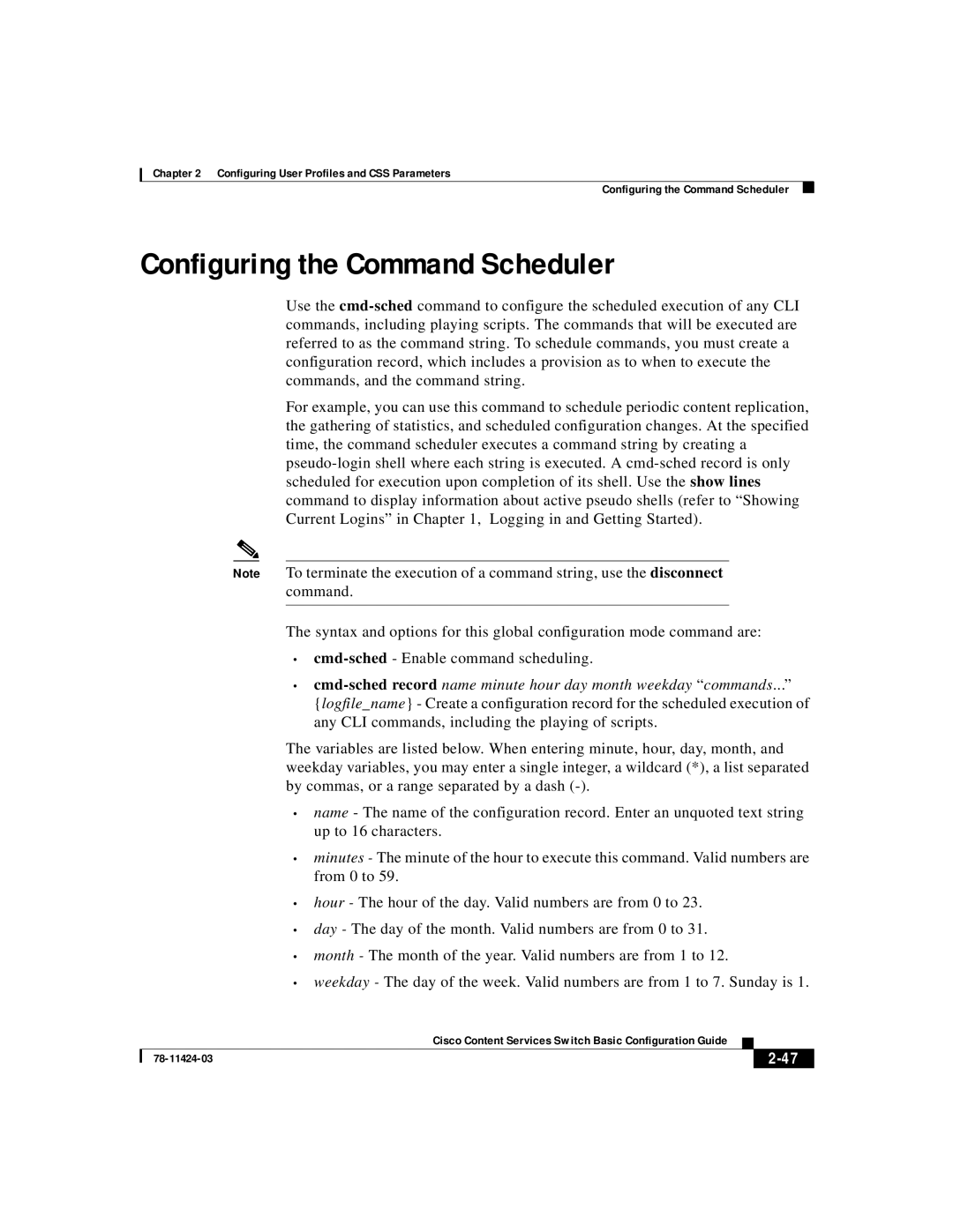 Cisco Systems 78-11424-03 manual Configuring the Command Scheduler 