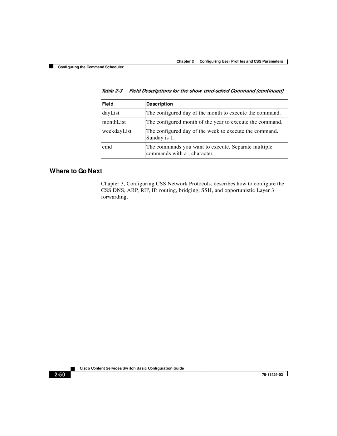 Cisco Systems 78-11424-03 manual Where to Go Next, 2-50, Field, Description 