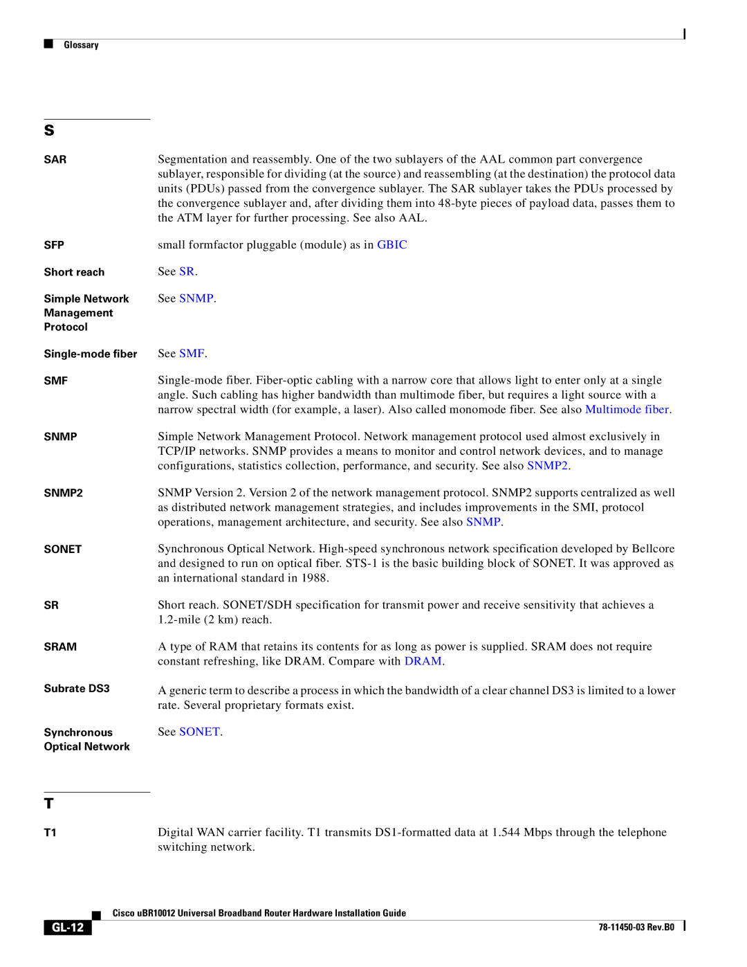 Cisco Systems 78-11450-03 specifications GL-12 