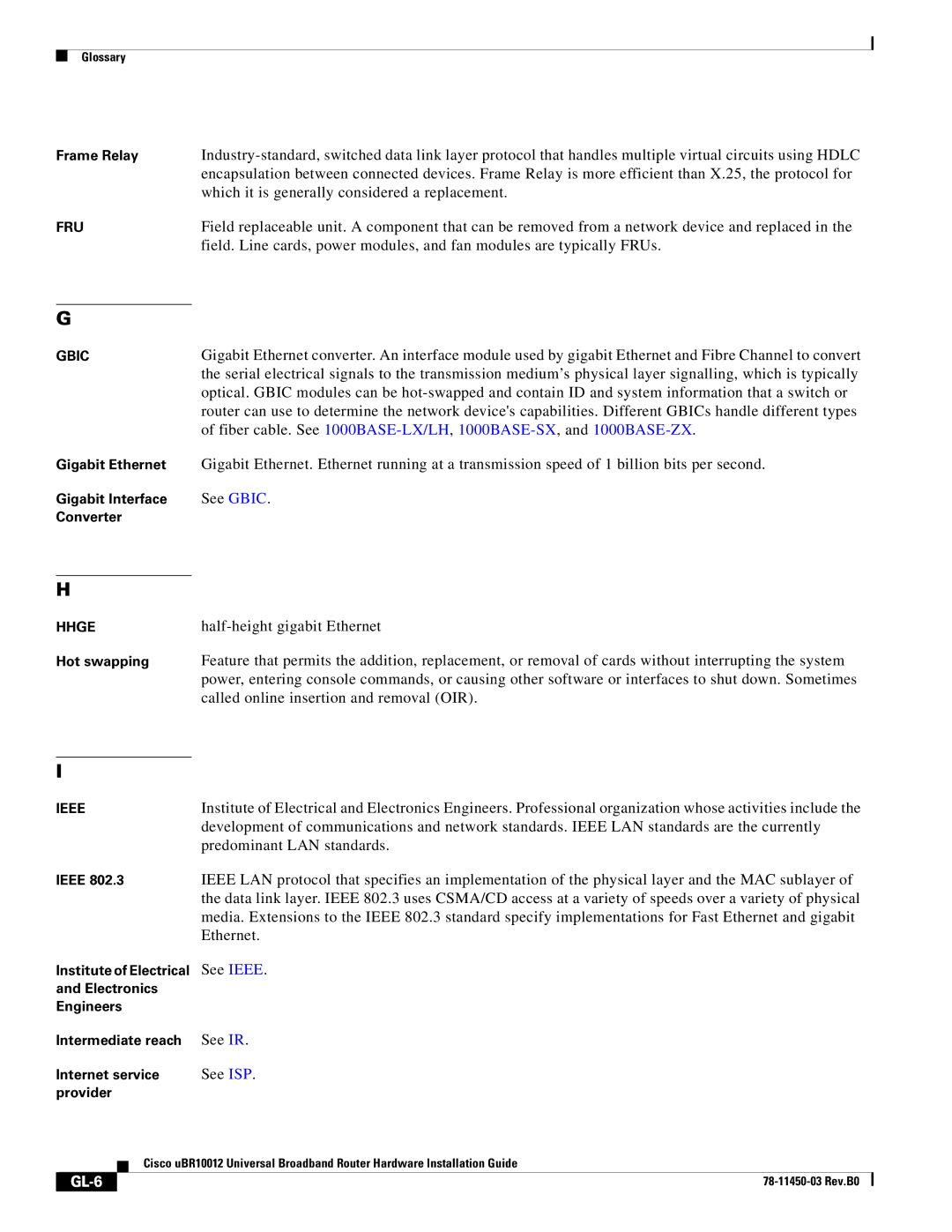 Cisco Systems 78-11450-03 specifications GL-6 