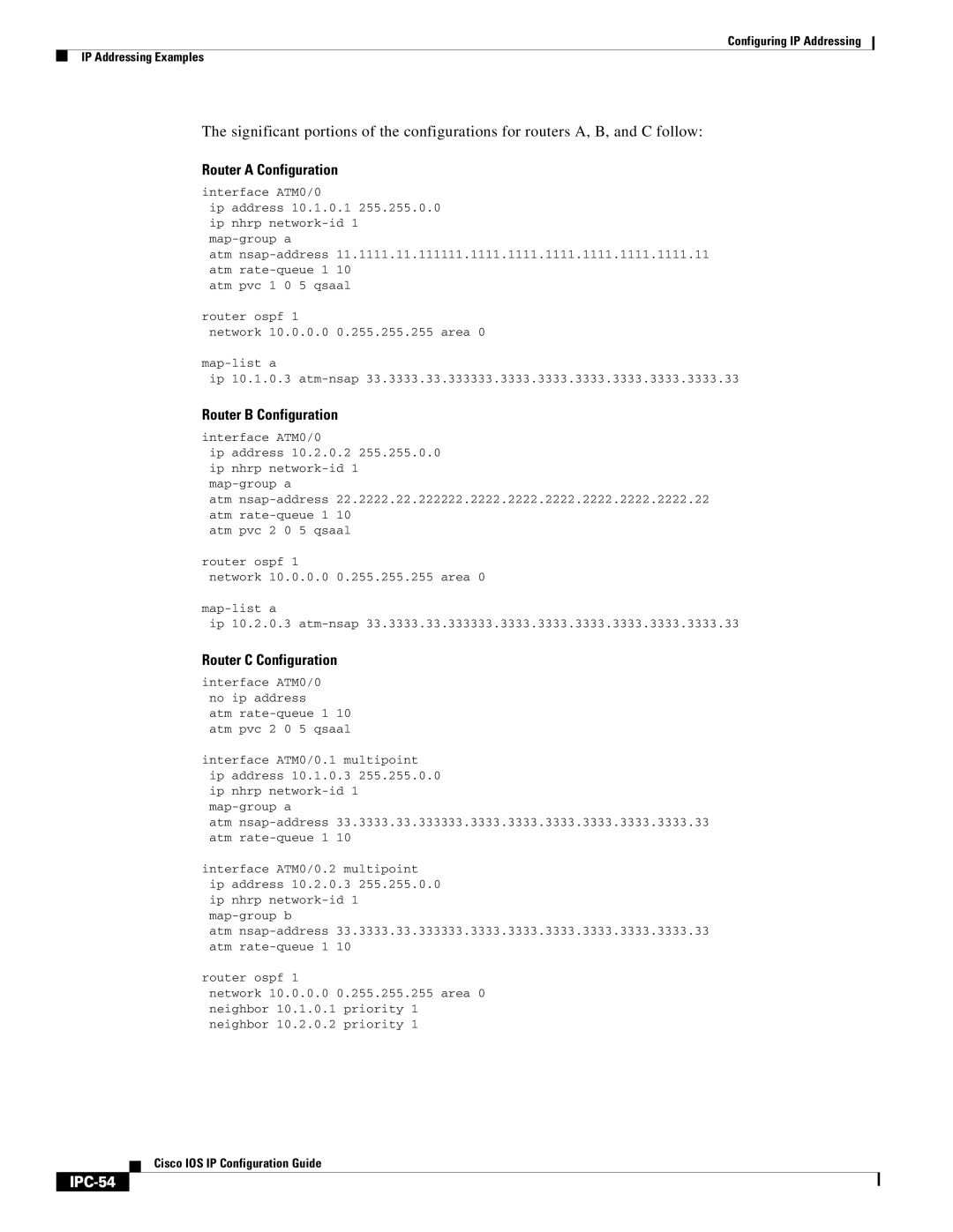 Cisco Systems 78-11741-02 manual Router a Configuration, IPC-54 