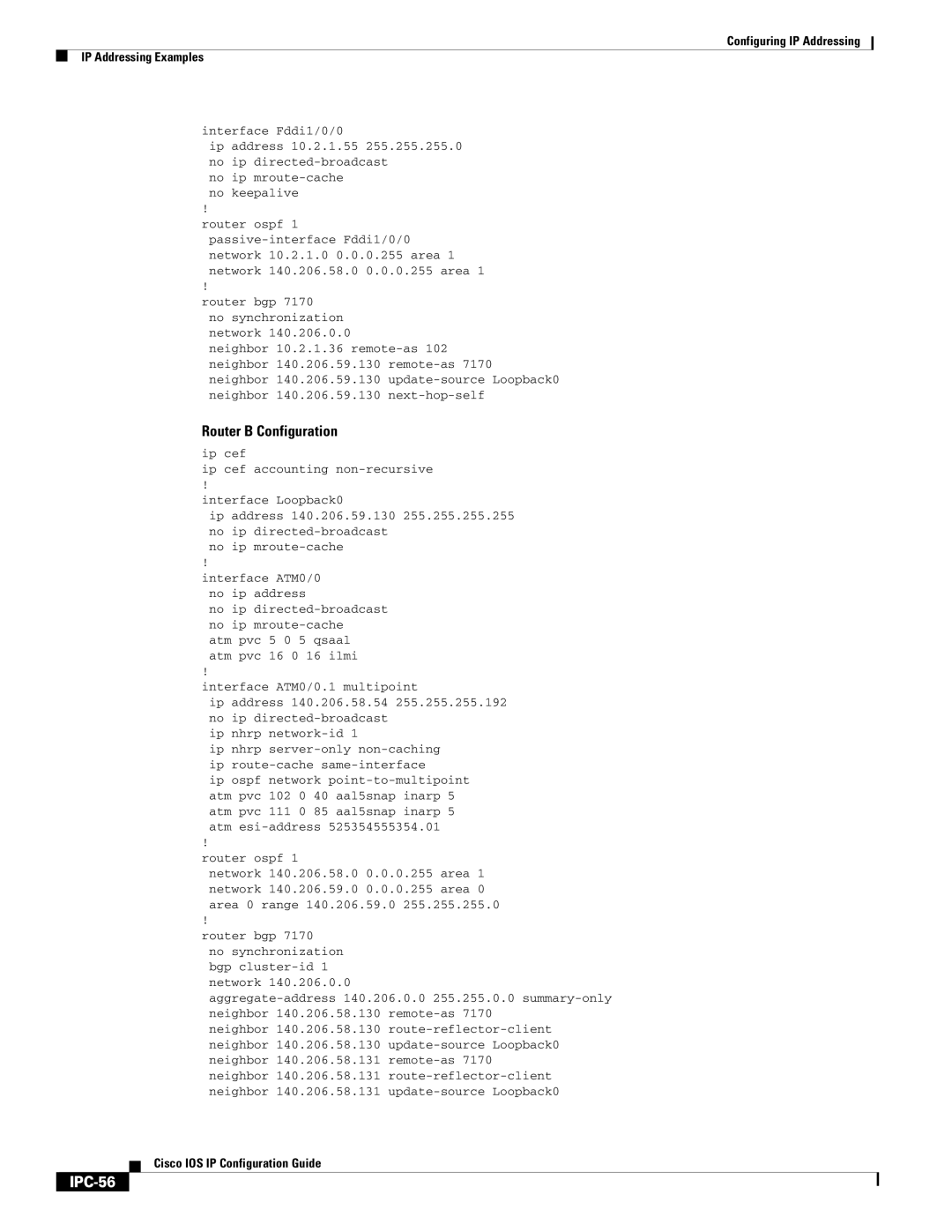 Cisco Systems 78-11741-02 manual IPC-56, Interface Fddi1/0/0, Interface ATM0/0.1 multipoint 