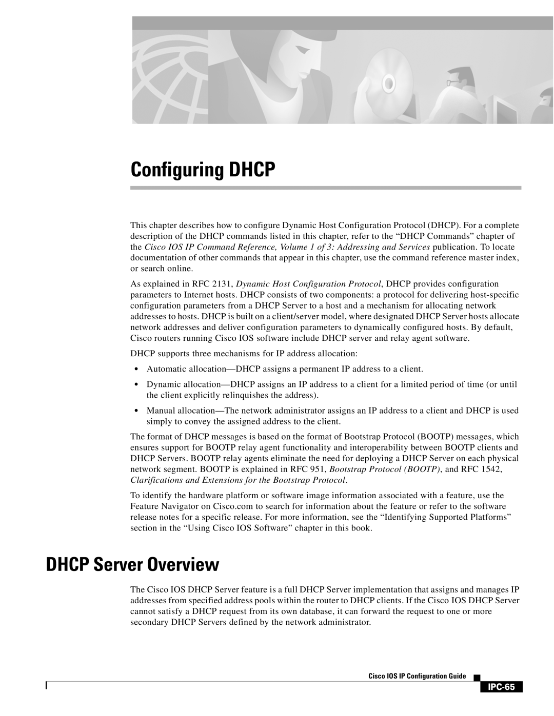 Cisco Systems 78-11741-02 manual Configuring Dhcp, Dhcp Server Overview, IPC-65 