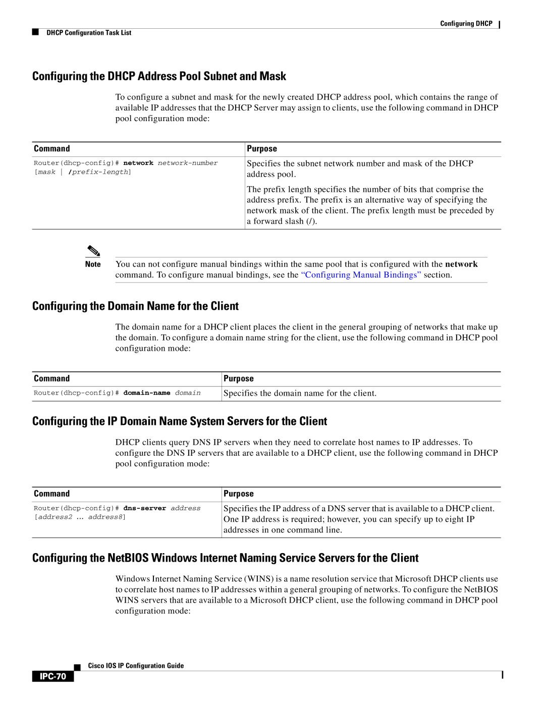 Cisco Systems 78-11741-02 Configuring the Dhcp Address Pool Subnet and Mask, Configuring the Domain Name for the Client 