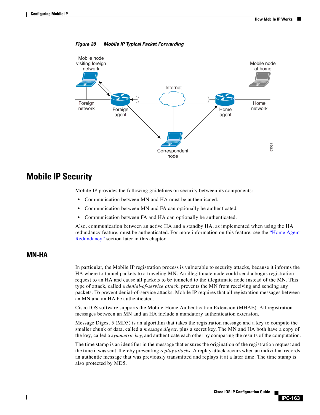 Cisco Systems 78-11741-02 manual Mobile IP Security, IPC-163 