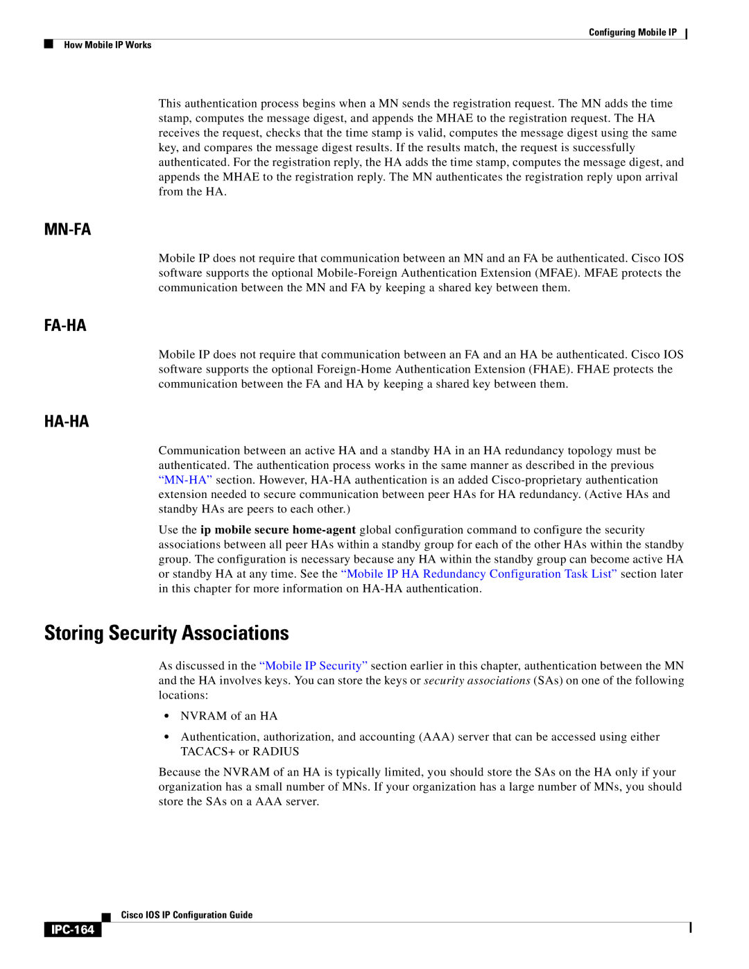 Cisco Systems 78-11741-02 manual Storing Security Associations, IPC-164 