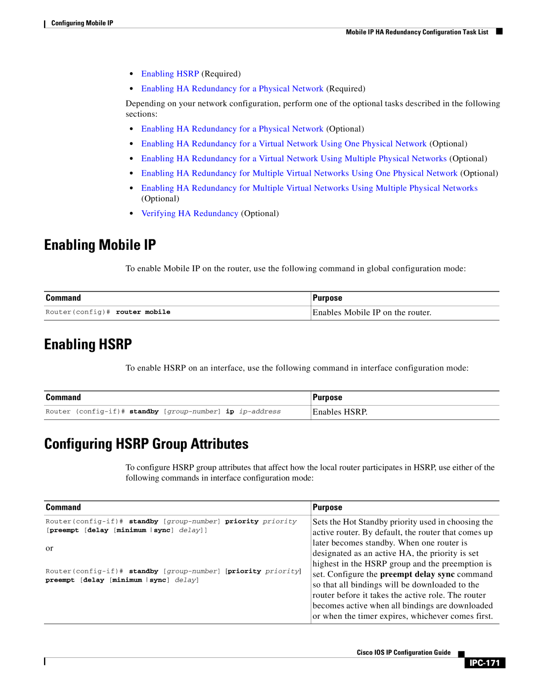 Cisco Systems 78-11741-02 manual Enabling Mobile IP, IPC-171 