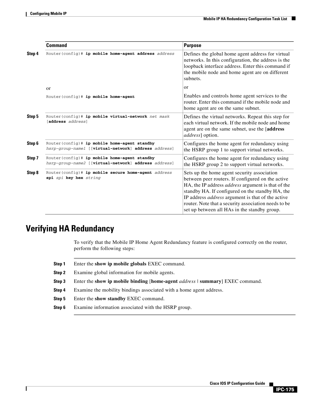 Cisco Systems 78-11741-02 manual Verifying HA Redundancy, IPC-175 