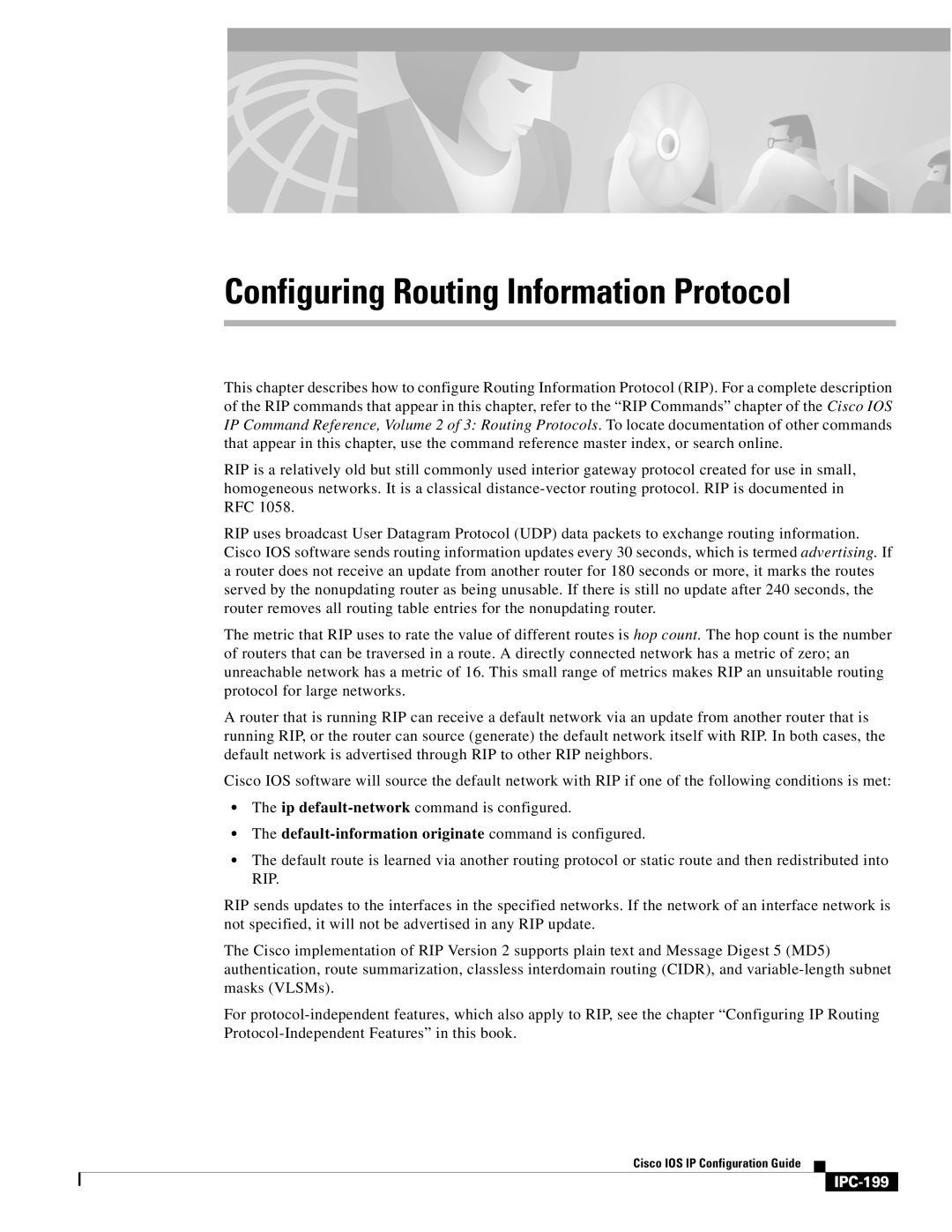 Cisco Systems 78-11741-02 manual Configuring Routing Information Protocol, IPC-199 