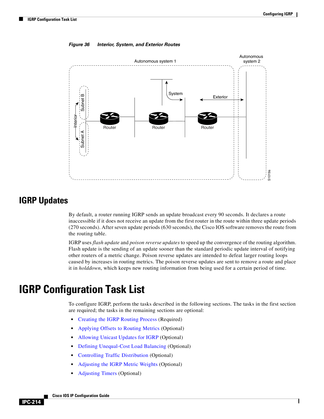 Cisco Systems 78-11741-02 manual Igrp Configuration Task List, Igrp Updates, IPC-214 