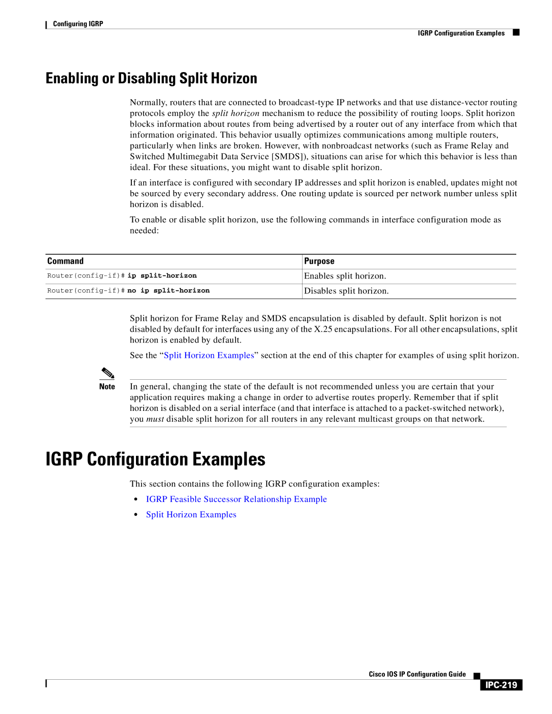 Cisco Systems 78-11741-02 manual Igrp Configuration Examples, IPC-219 