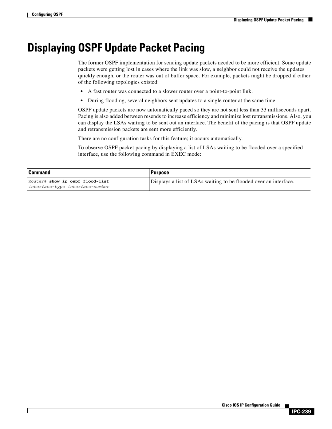 Cisco Systems 78-11741-02 manual Displaying Ospf Update Packet Pacing, IPC-239 