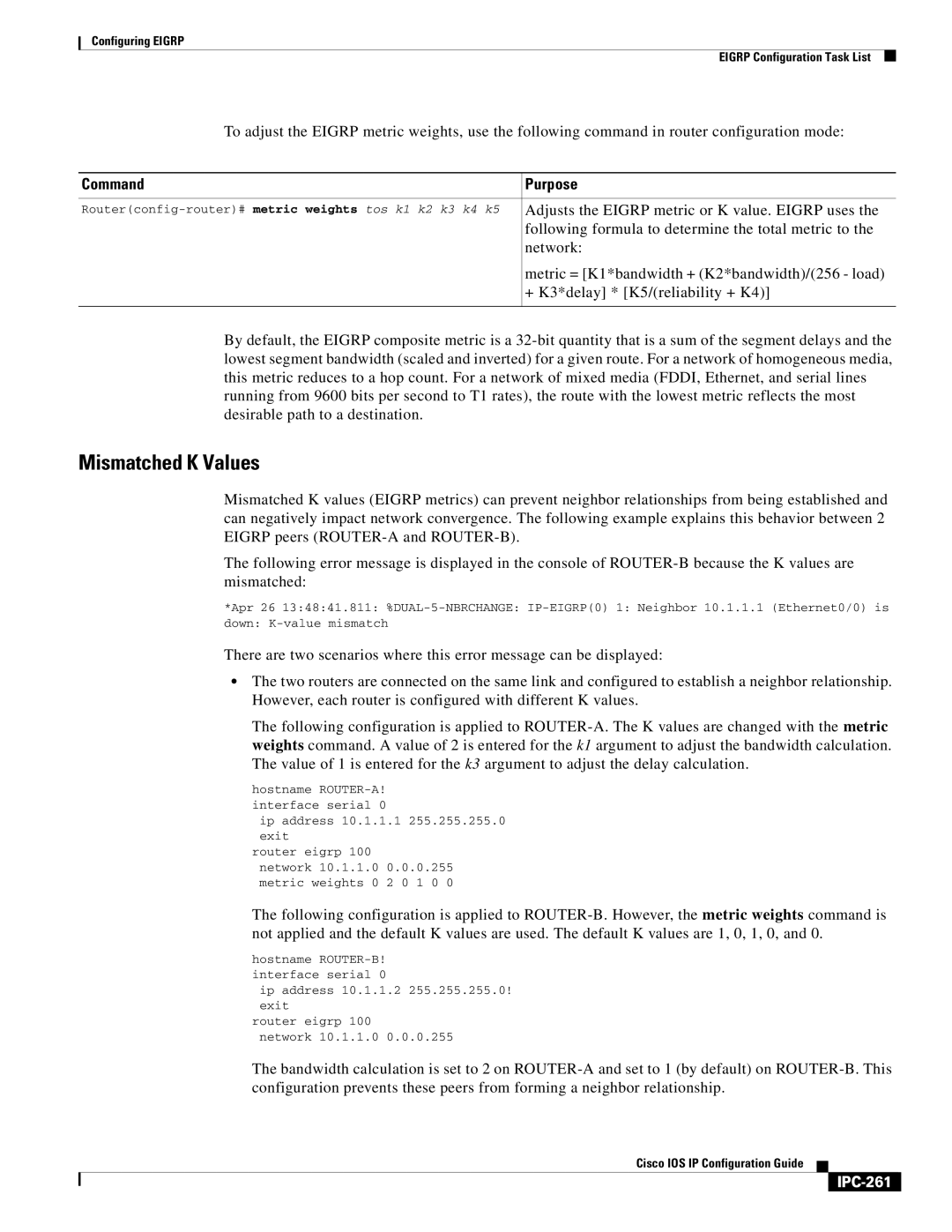 Cisco Systems 78-11741-02 manual Mismatched K Values, IPC-261 