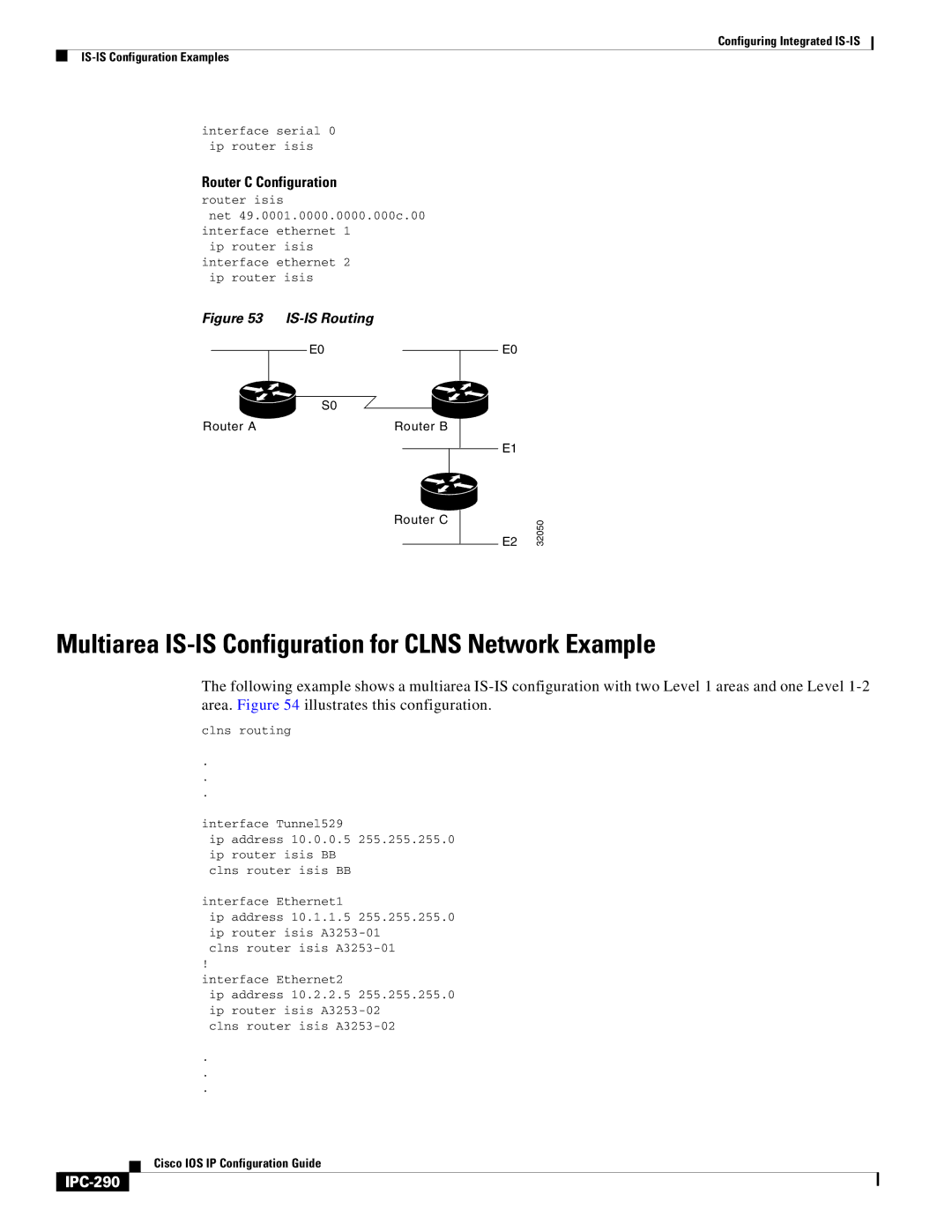 Cisco Systems 78-11741-02 manual Multiarea IS-IS Configuration for Clns Network Example, IPC-290 