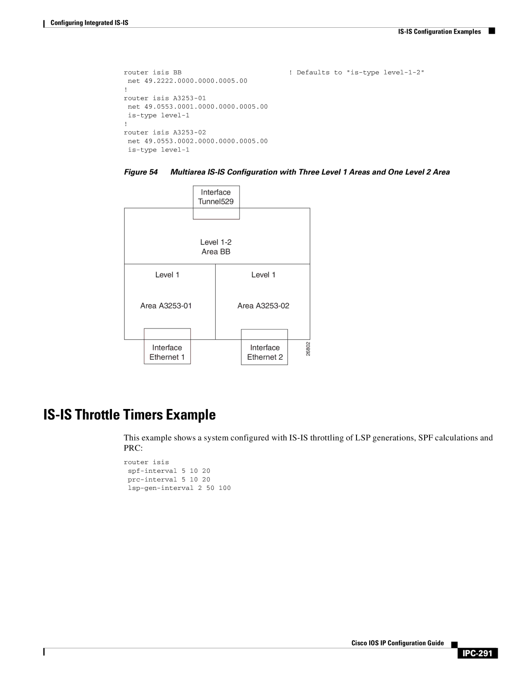 Cisco Systems 78-11741-02 manual IS-IS Throttle Timers Example, IPC-291, Router isis BB 