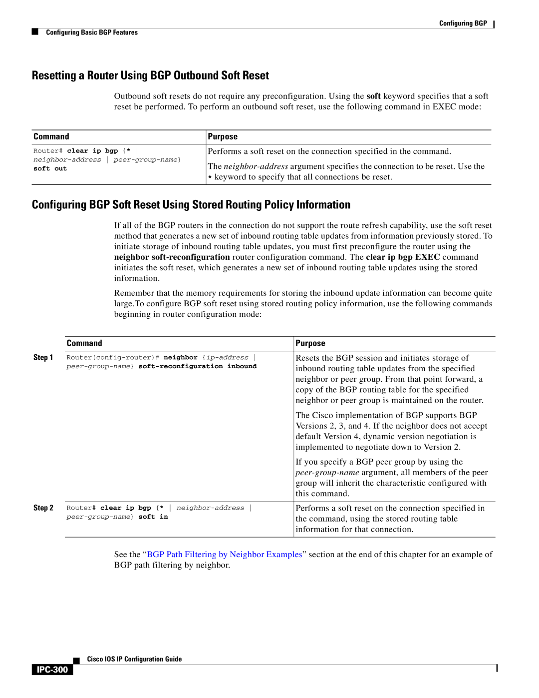 Cisco Systems 78-11741-02 manual Resetting a Router Using BGP Outbound Soft Reset, IPC-300 