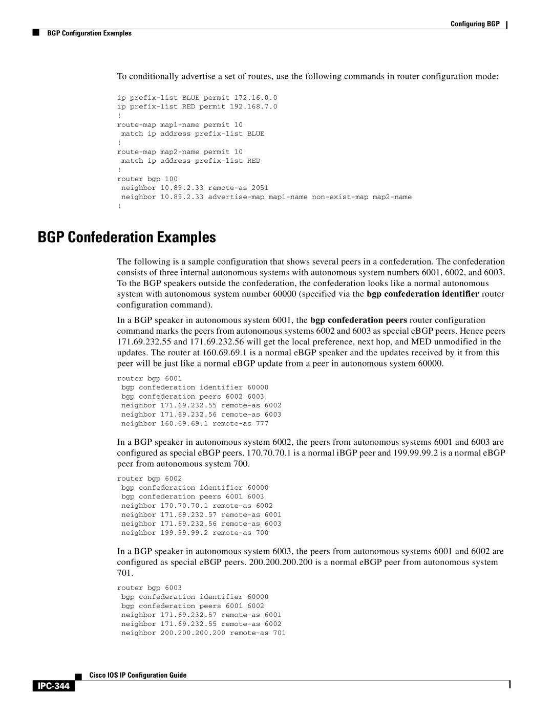 Cisco Systems 78-11741-02 manual BGP Confederation Examples, IPC-344 