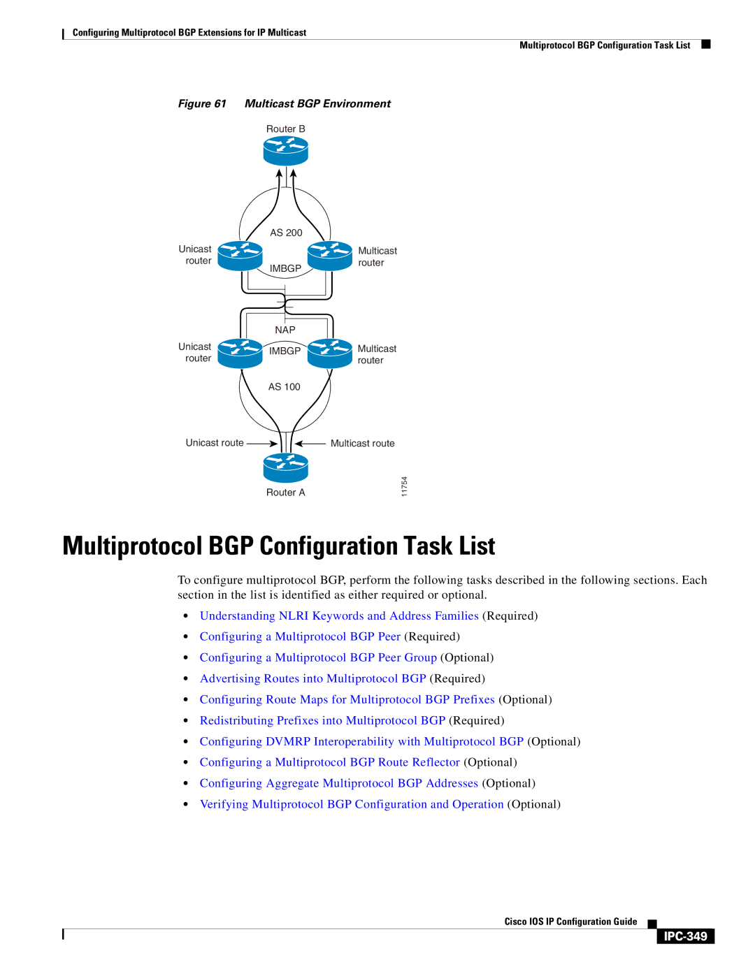 Cisco Systems 78-11741-02 manual Multiprotocol BGP Configuration Task List, IPC-349 