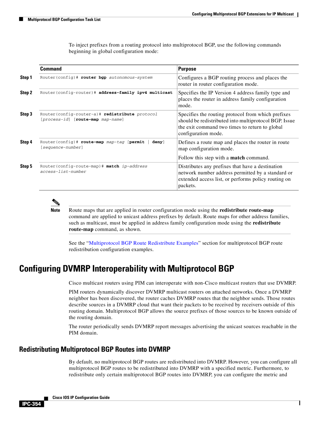 Cisco Systems 78-11741-02 manual Configuring Dvmrp Interoperability with Multiprotocol BGP, IPC-354 