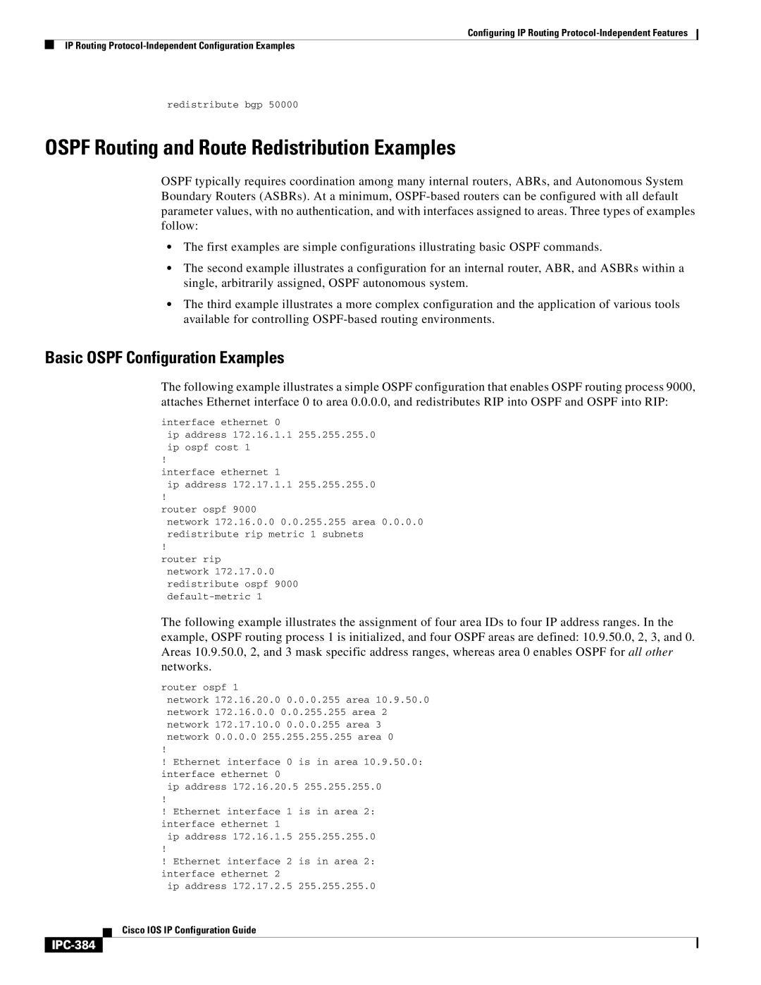 Cisco Systems 78-11741-02 manual IPC-384, Redistribute bgp 